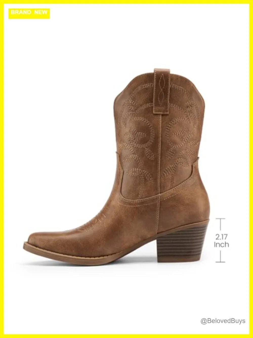 Embroidered Snip Toe Cowboy Boots With Chunky Block Heel